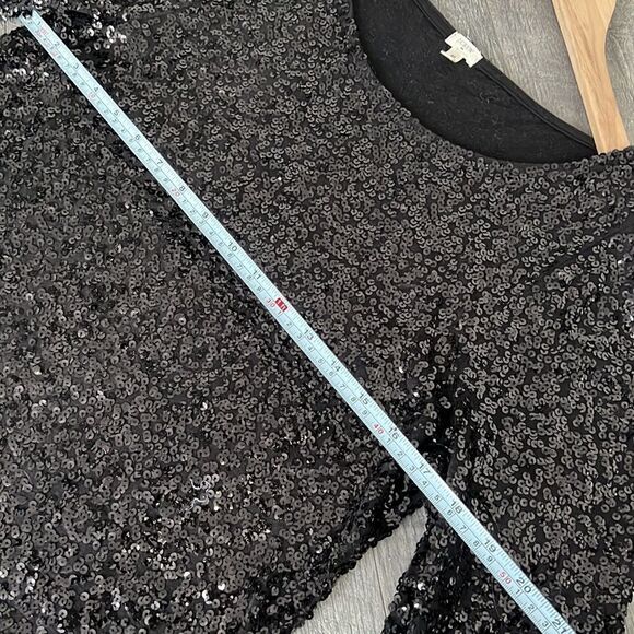 J. Crew black cotton with sequins 3/4 sleeves top Sz Medium - Picture 8 of 10